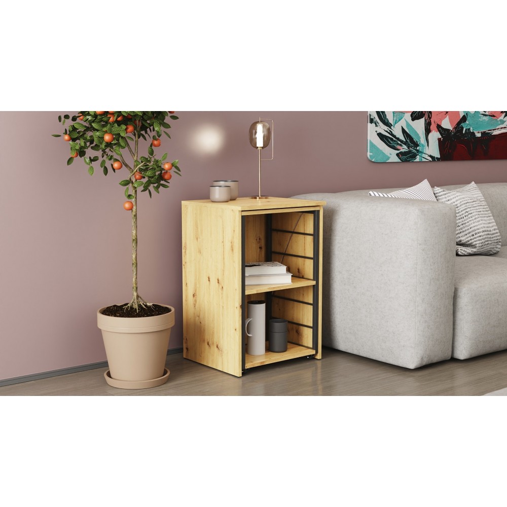 Стол-тумба трансформер Смарт 2/1 Ferrum-decor 750x1450x500 Черный металл ДСП Дуб Артизан 16 мм (FRD-105100)