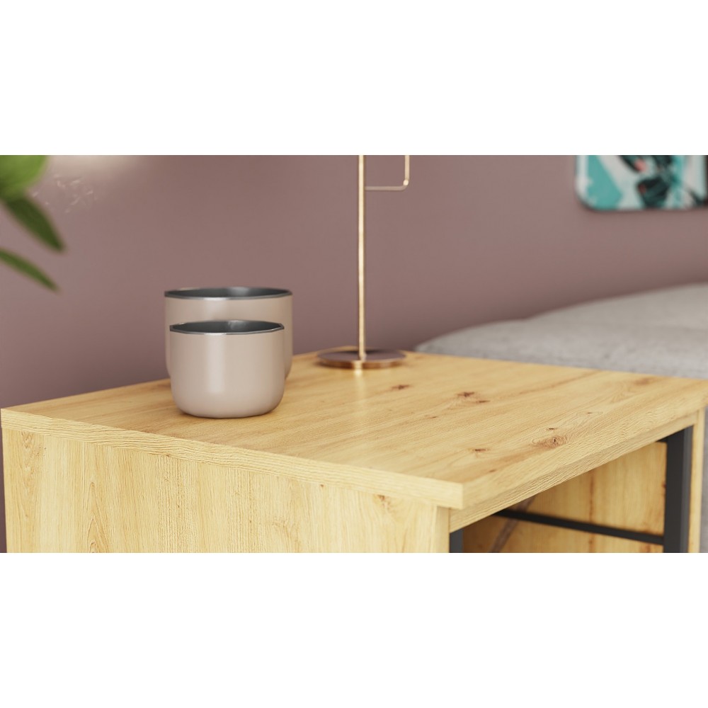 Стол-тумба трансформер Смарт 2/1 Ferrum-decor 750x1450x500 Черный металл ДСП Дуб Артизан 16 мм (FRD-105100)