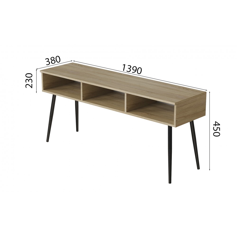 Тумба под телевизор Кентуки Ferrum-decor 45x139x38 Черный металл ДСП Дуб Сонома 16 мм (FRD-106730)