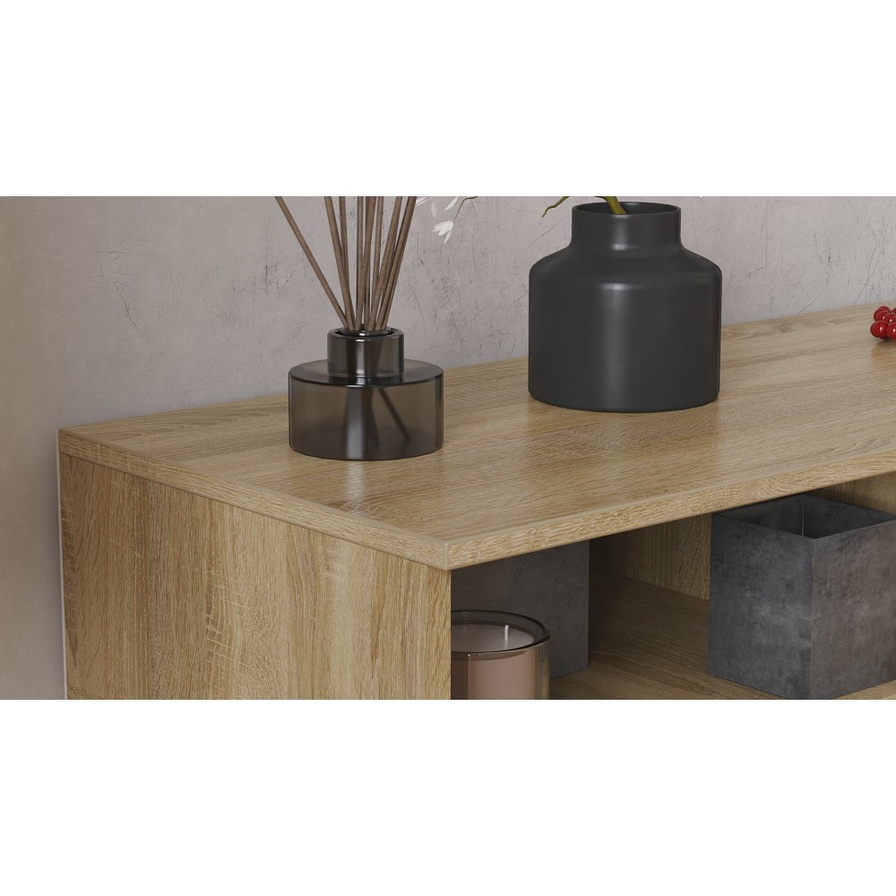 Тумба под телевизор Кентуки Ferrum-decor 45x139x38 Черный металл ДСП Дуб Сонома 16 мм (FRD-106730)