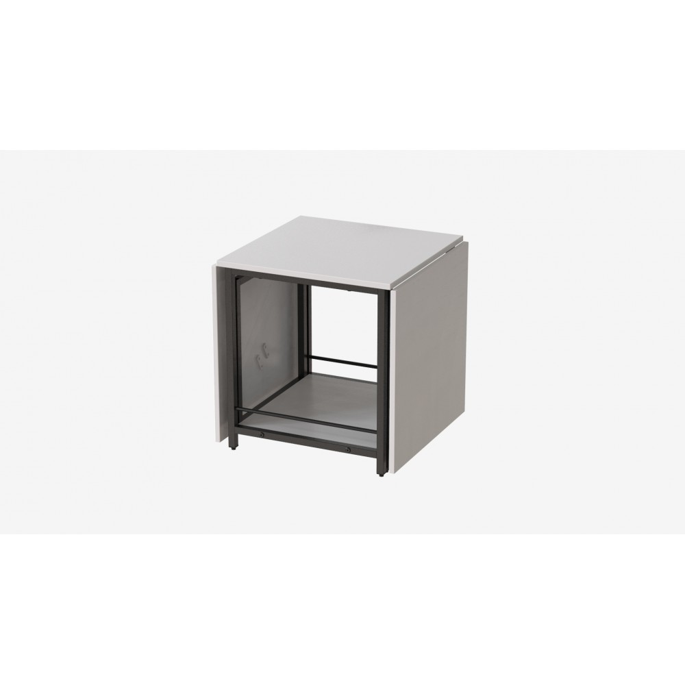 Стол журнальный трансформер Куб Комбо Ferrum-decor 540x532x500 Черный металл ДСП Белое 16 мм (FRD-105150)