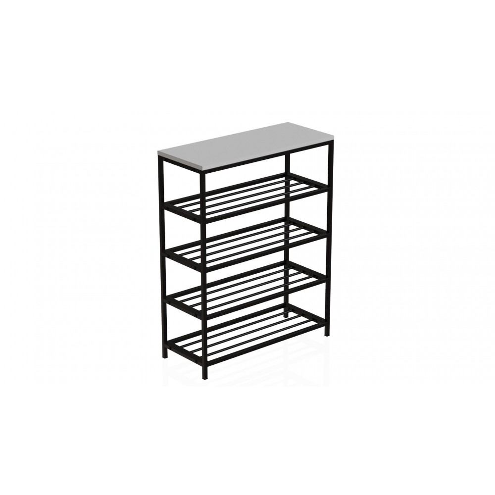 Полка для обуви Слайм 4 Ferrum-decor 820x630x260 Черный металл ДСП Белое 16 мм (FRD-105160)