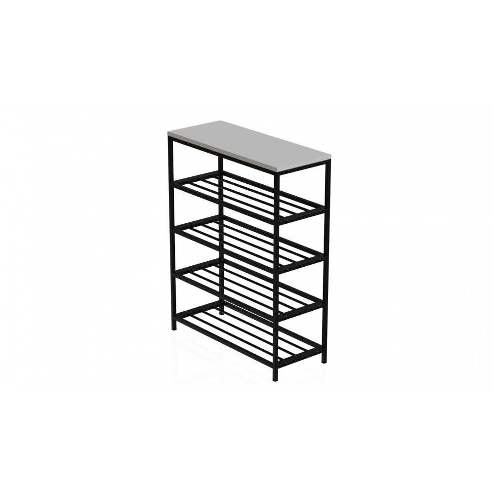 Полка для обуви Слайм 4 Ferrum-decor 820x630x260 Черный металл ДСП Белое 16 мм (FRD-105160)