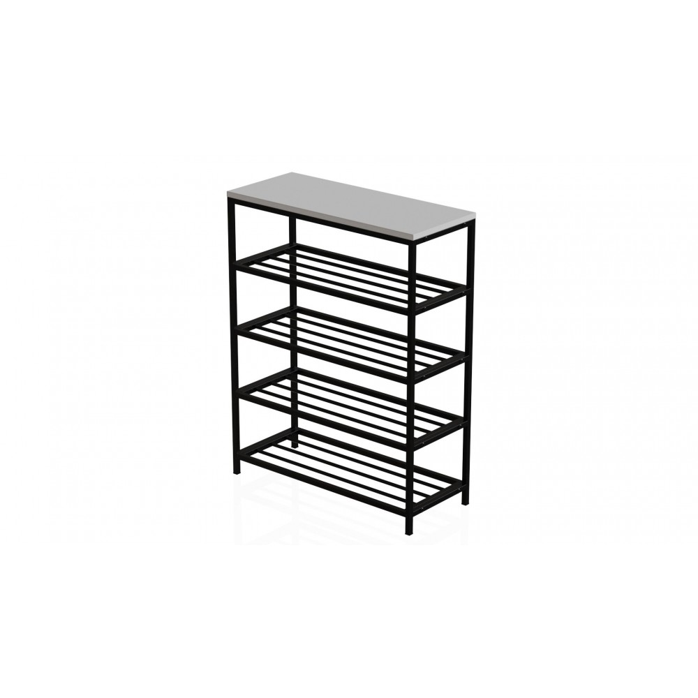 Полка для обуви Слайм 4 Ferrum-decor 820x630x260 Черный металл ДСП Белое 16 мм (FRD-105160)
