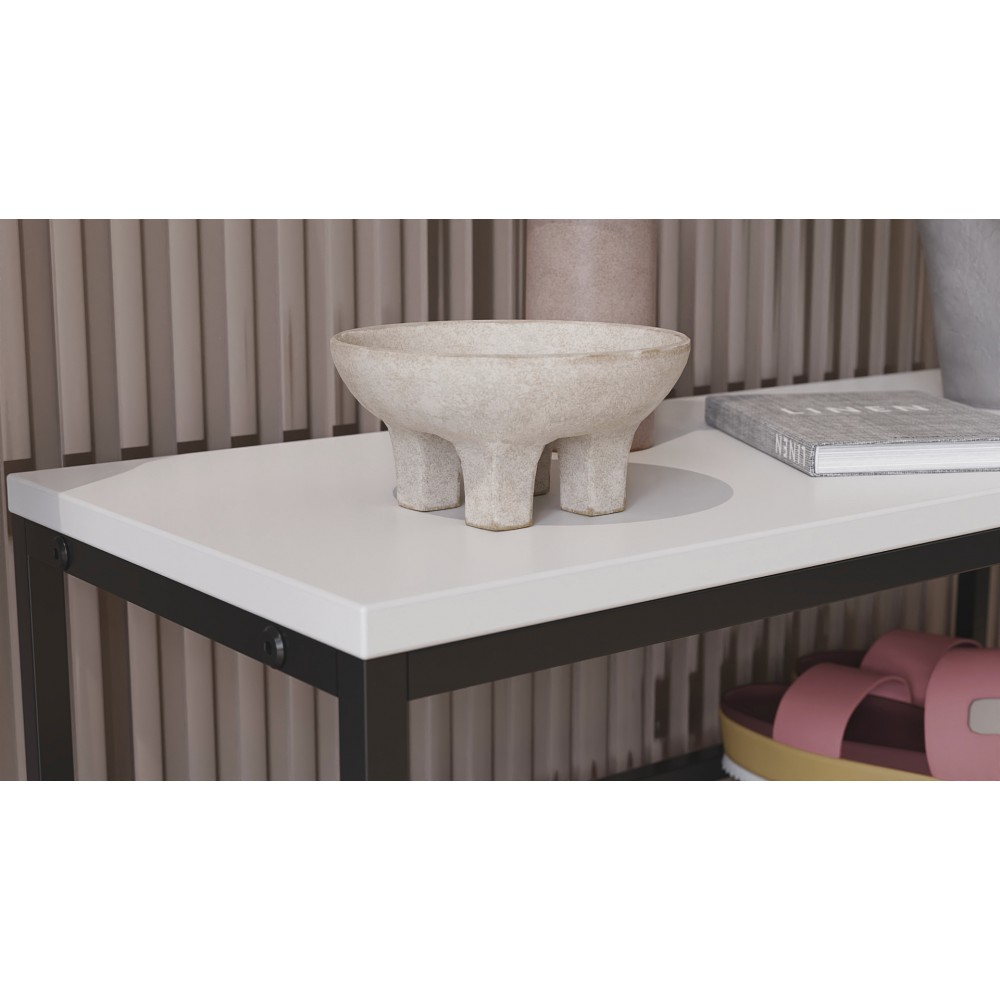 Полка для обуви Слайм 4 Ferrum-decor 820x630x260 Черный металл ДСП Белое 16 мм (FRD-105160)