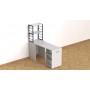 Стол-тумба трансформер Смарт 4/2 с этажеркой Ferrum-decor 1430x1450x600 Черный металл ДСП Белое 16 мм (FRD-105130)