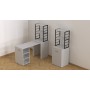 Стол-тумба трансформер Смарт 4/2 с этажеркой Ferrum-decor 1430x1450x600 Черный металл ДСП Белое 16 мм (FRD-105130)