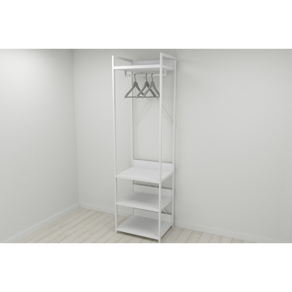 Шафа Гардероб Уні секція 3 серії Конект Ferrum-decor 220x60x50см Білий метал ДСП Білий 32 мм (FRD-104531)