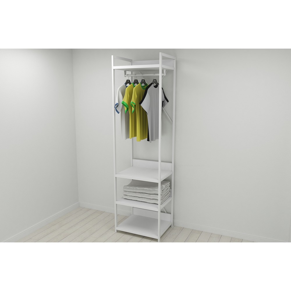 Шафа Гардероб Уні секція 3 серії Конект Ferrum-decor 220x60x50см Білий метал ДСП Білий 32 мм (FRD-104531)