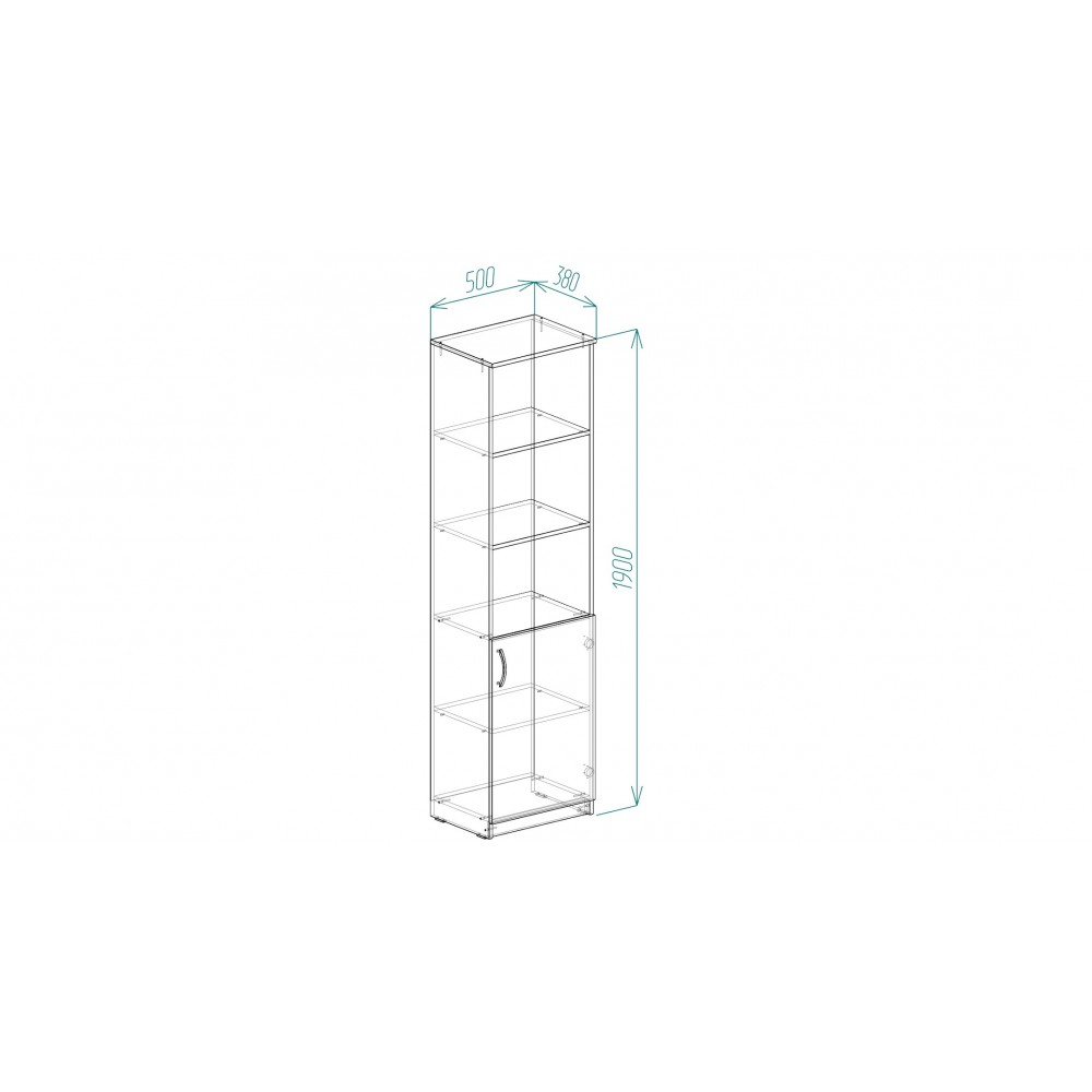 Пенал Анжело Ferrum-decor на 4 полки с 1 дверью 1900x500x380 ДСП Дуб Сонома 16 мм (FRD-104951)