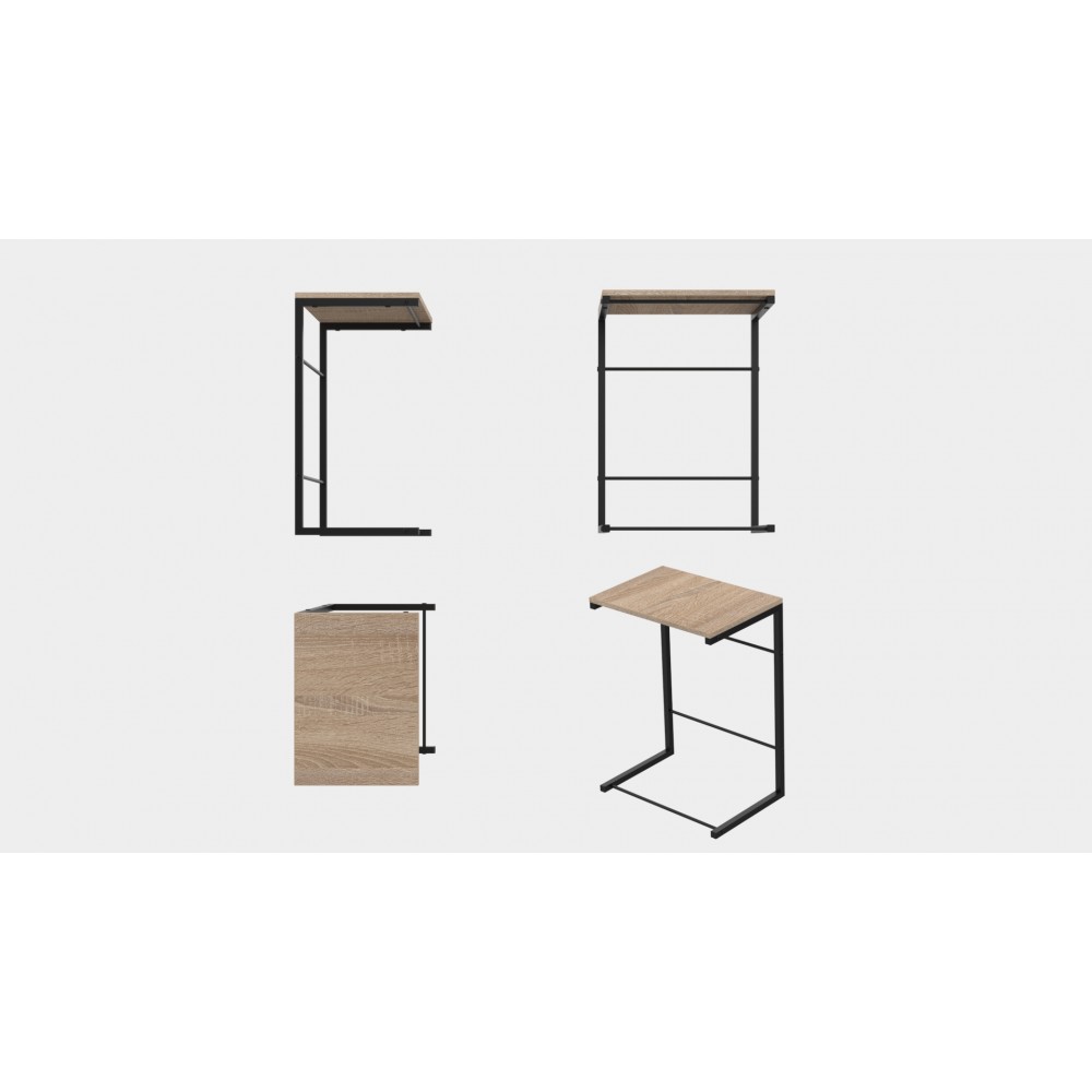Столик приставной Терри Ferrum-decor 650x440x330 Черный металл ДСП Дуб Сонома 16 мм (FRD-104651)