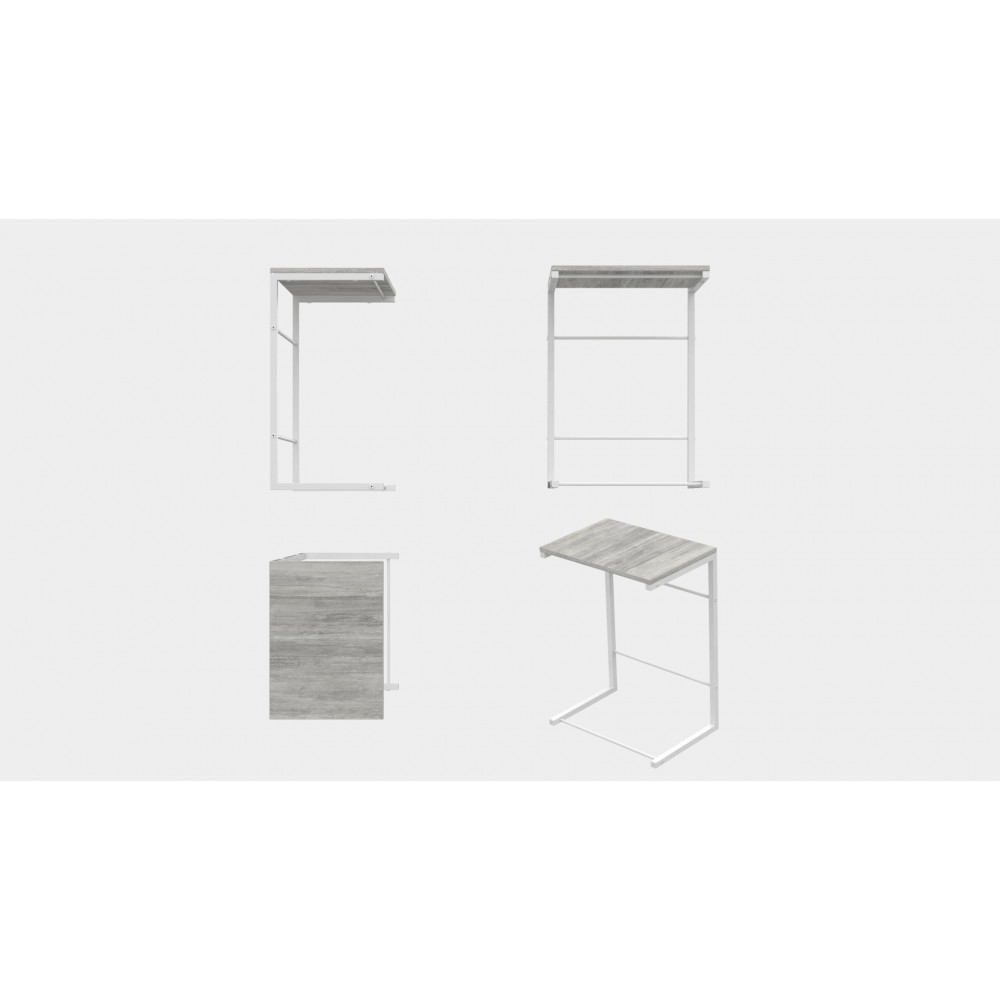 Столик приставной Терри Ferrum-decor 650x440x330 Белый металл ДСП Бетон 16 мм (FRD-104661)