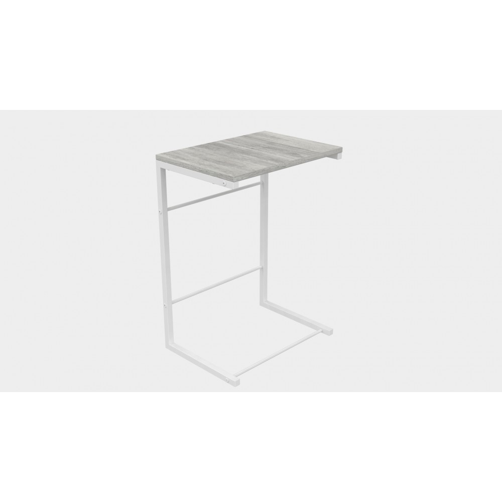 Столик приставной Терри Ferrum-decor 650x440x330 Белый металл ДСП Бетон 16 мм (FRD-104661)