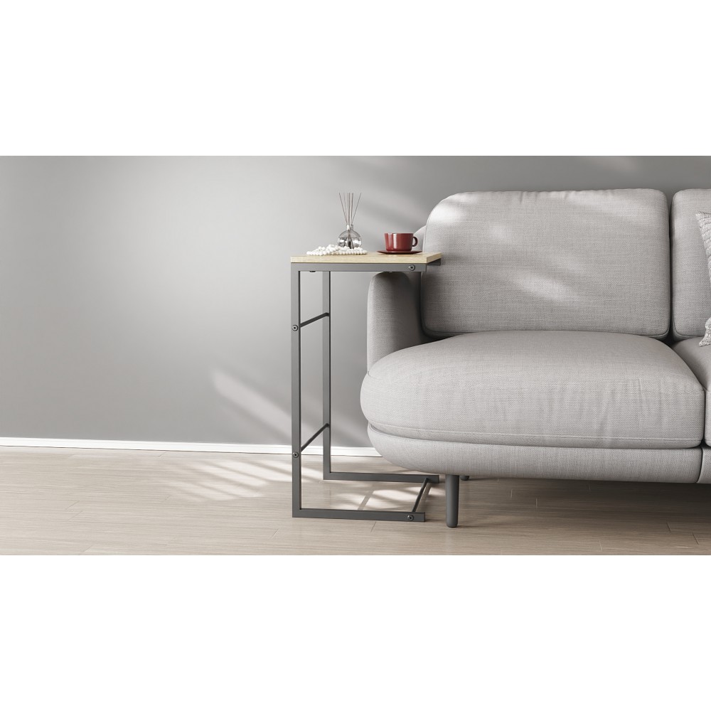 Столик приставной Терри Ferrum-decor 650x440x330 Черный металл ДСП Дуб Сонома 16 мм (FRD-104651)