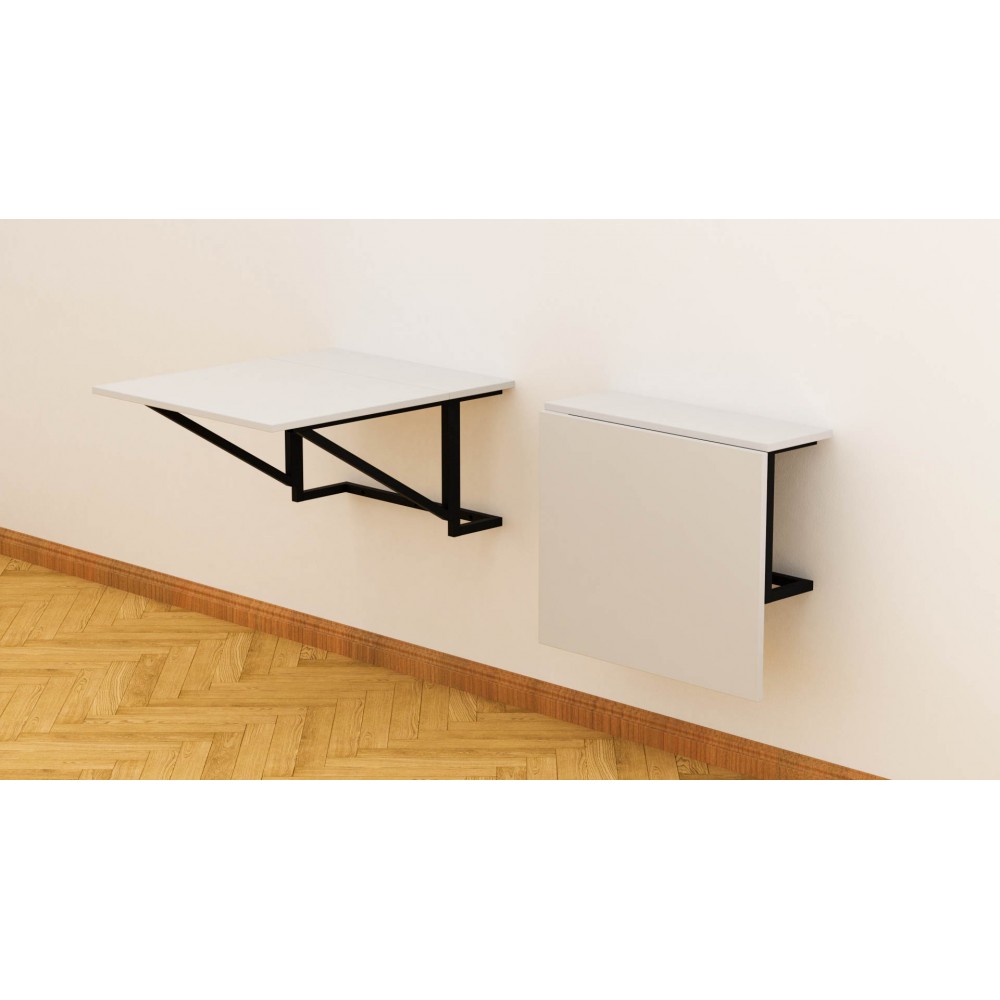 Стол раскладной Александр 1 Ferrum-decor 750x600x700 Черный металл ДСП Белое 16 мм (FRD-104892)