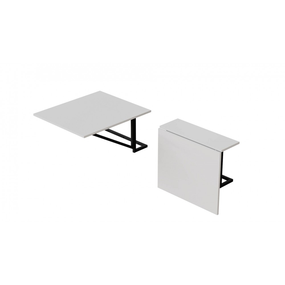 Стол раскладной Александр 1 Ferrum-decor 750x600x700 Черный металл ДСП Белое 16 мм (FRD-104892)