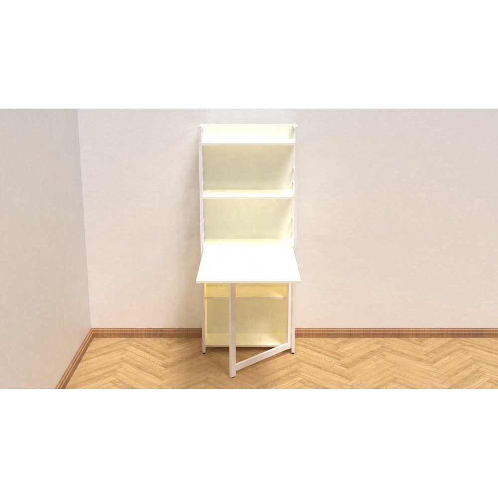 Стол книжка с этажеркой Практик 2 Ferrum-decor 1555x640x990 Белый металл ДСП Белое 16 мм (FRD-104632)