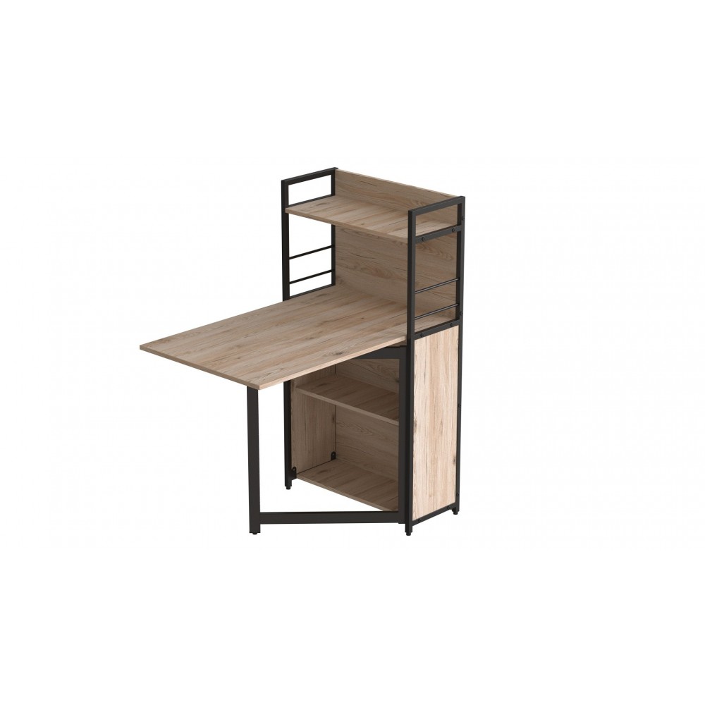 Стол книжка с этажеркой Практик 1 Ferrum-decor 1200x640x990 Черный металл ДСП Дуб Сан-Марино 16 мм (FRD-104612)