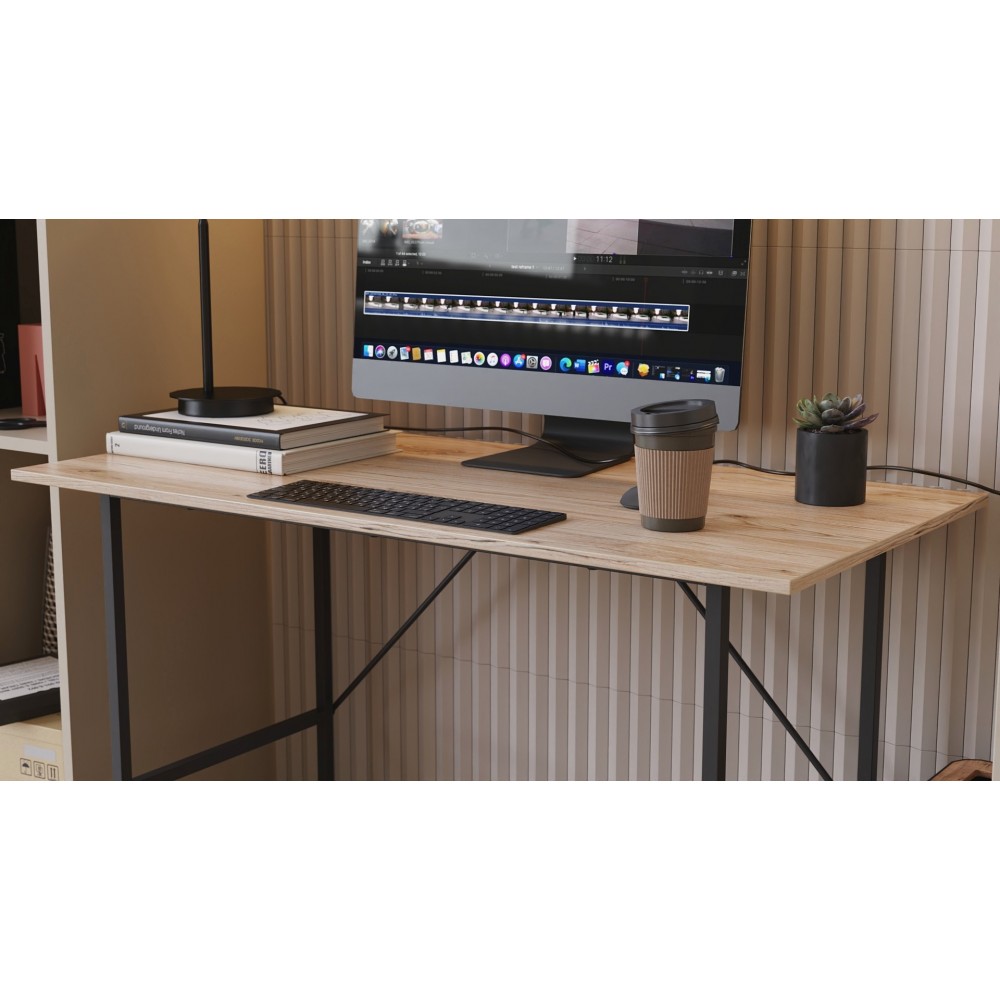 Стол письменный Line Тайм Ferrum-decor 750x1000x600 Черный металл ДСП Дуб Сан-Марино 16 мм (FRD-104872)