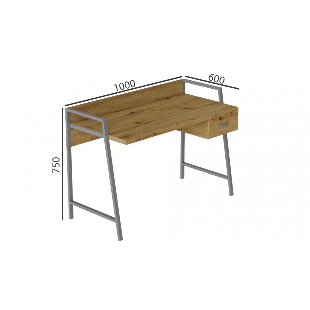 Письменный стол Ferrum-decor Комфорт 750x1000x600 Серый металл ДСП Дуб Артизан 32 мм (FRD-103434)