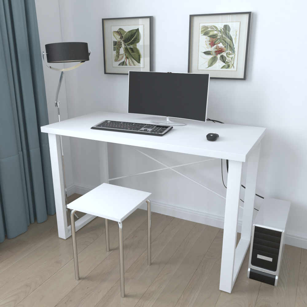 Письменный стол Ferrum-decor Драйв 750x1200x700 Белый металл ДСП Белое 32 мм (FRD-103394)