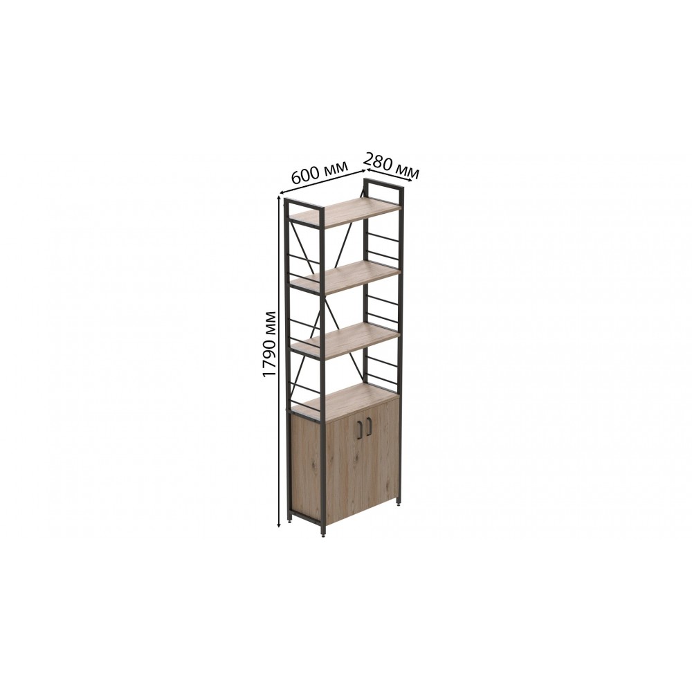 Етажерка 4/60 Ferrum-decor Серії Конект з тумбою 179x60x28 Чорний ДСП Сан-Марино (FRD-104485)