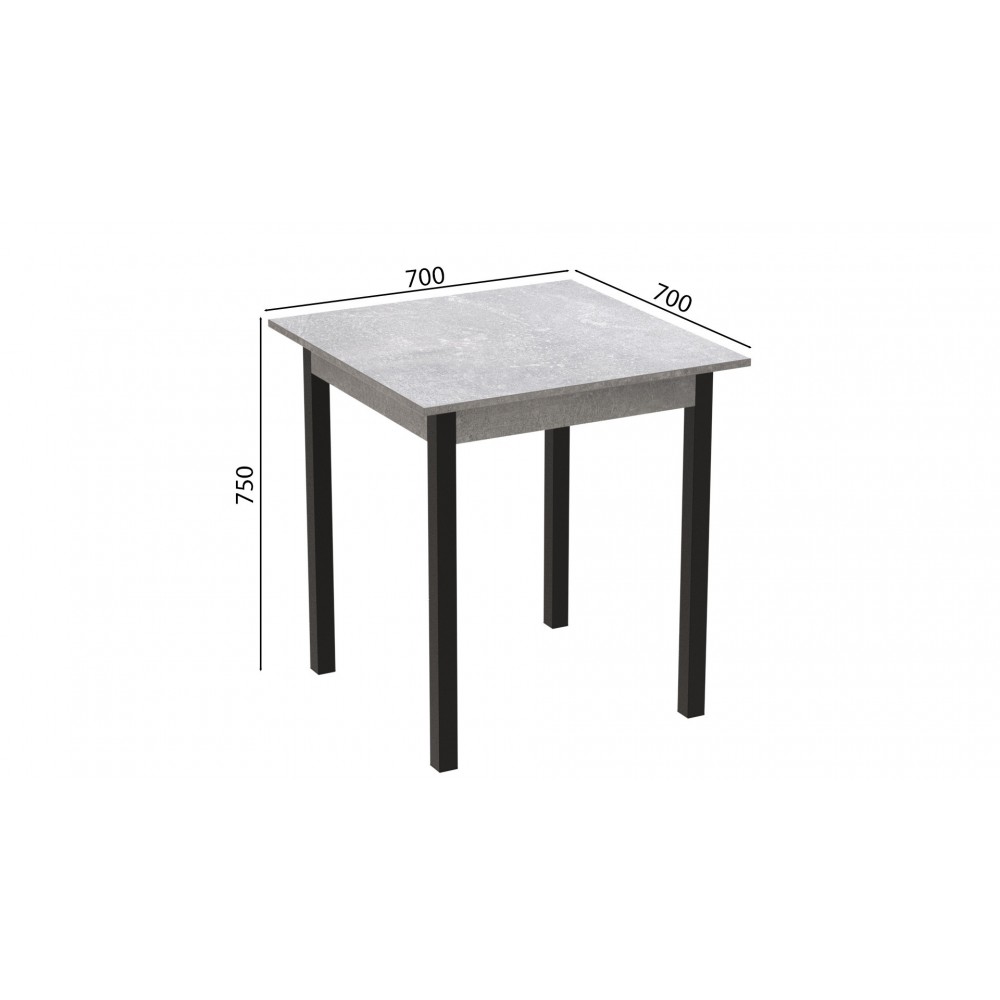 Стол кухонный Ferrum-decor Диего 75x70x70 Черный ДСП Бетон 16мм (FRD-105575)