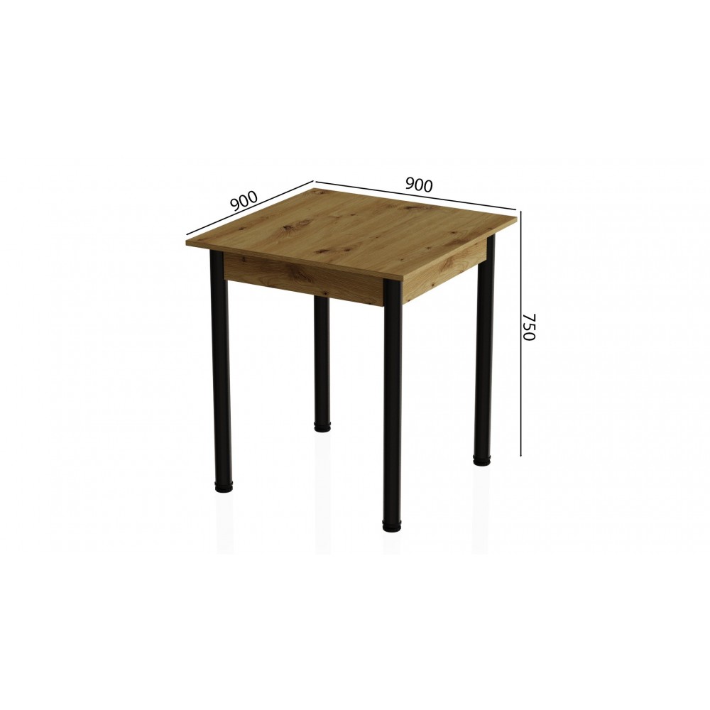 Стол кухонный Ferrum-decor Агата 75x90x90 Черный ДСП Дуб Артизан 16мм (FRD-105685)