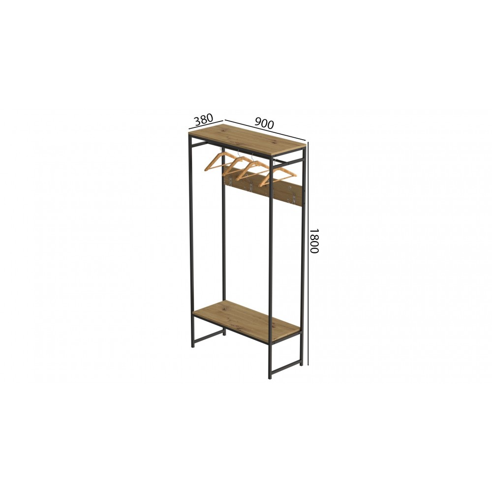 Вешалка напольная модульная Ferrum-decor Трелис 14 180x90x38 черный ДСП Дуб Артизан 16мм (FRD-104345)