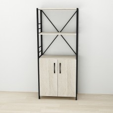 Этажерка 3/60 Ferrum-decor Серии Конект с тумбой 144x60x28 Черный ДСП Сонома (FRD-104445)