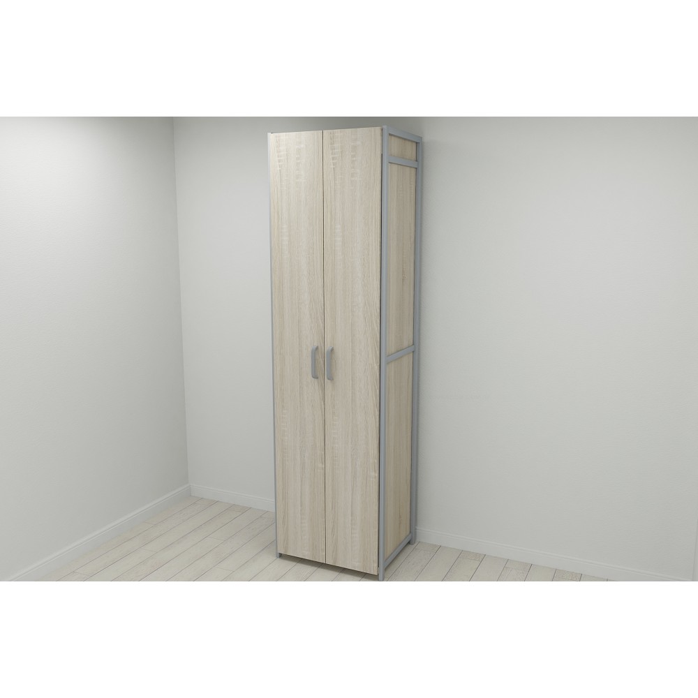 Шкаф Гардероб Уни секция 7 серии Конект Ferrum-decor 220x60x50см Серый металл ДСП Дуб Сонома 16 мм (FRD-104565)