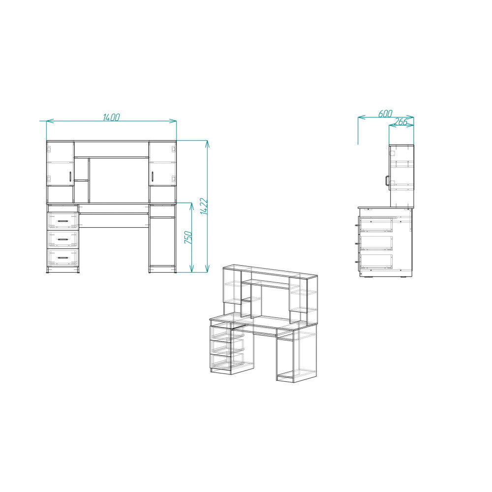 Стол компьютерный Анжело Ferrum-decor 1400x1422x600 ДСП Дуб Сонома 16 мм (FRD-104707)