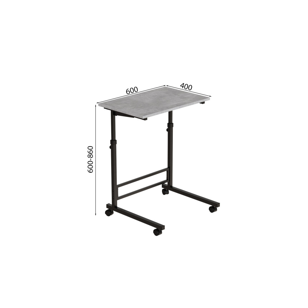 Стол приставной Ferrum-decor Амиго 62x60x40 металл Черный ДСП Бетон 16мм (FRD-102532)