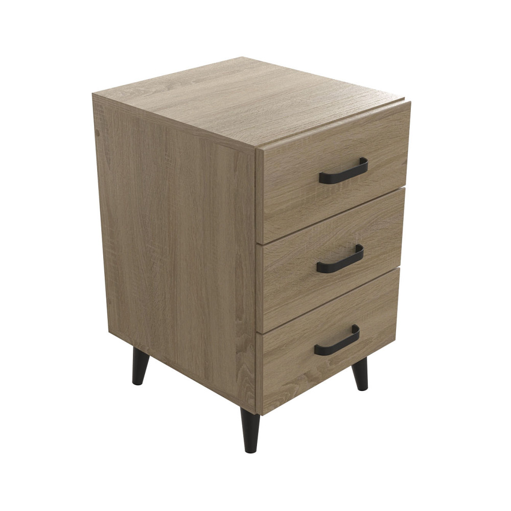 Тумба Віва 3 на конусних ніжках Ferrum-decor 56,5x35x40 Чорний метал ДСП Дуб Сонома 16 мм (FRD-106820)