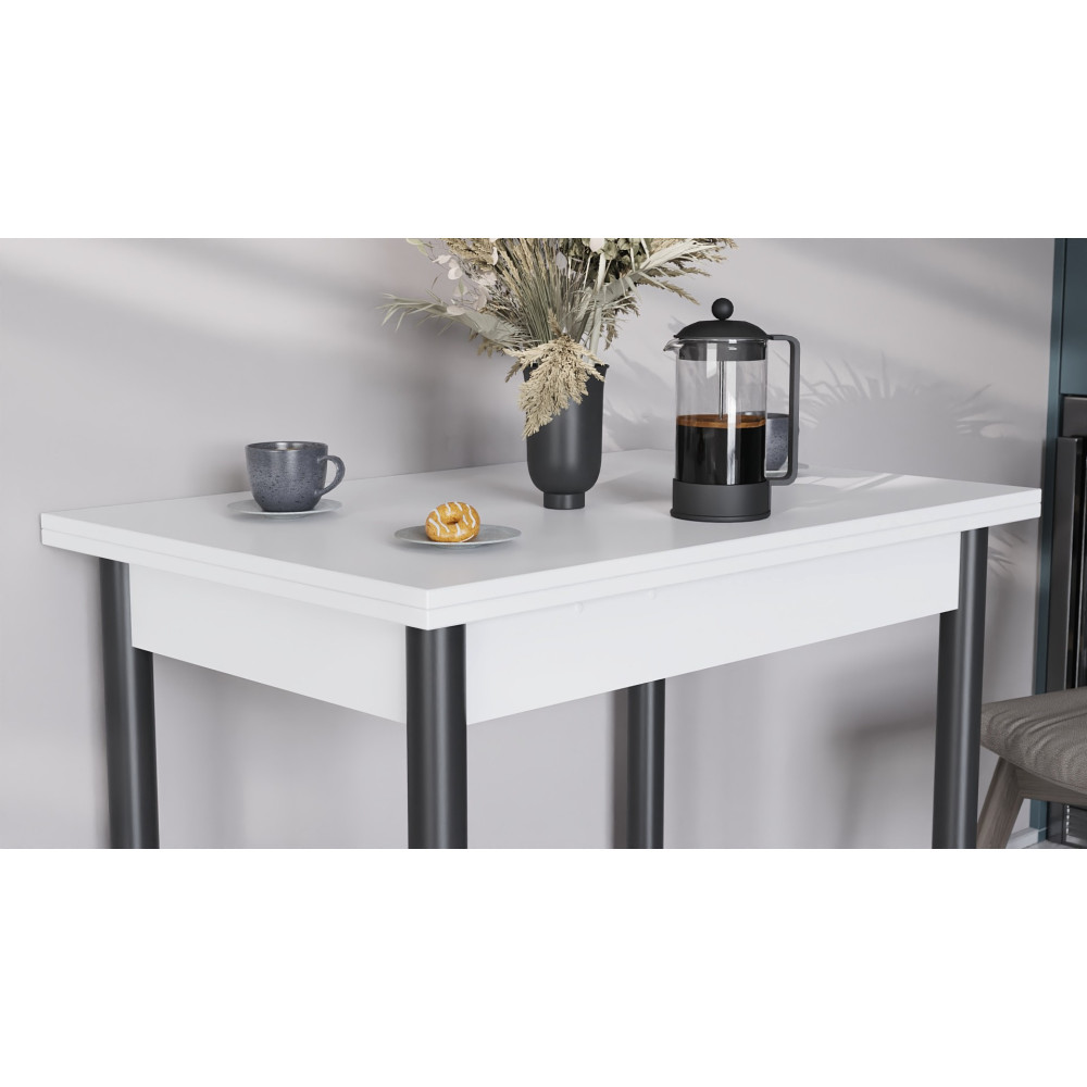 Раскладной обеденный стол-трансформер Берта Ferrum-decor 750x1200x900 Черный металл ДСП Белое 16 мм (FRD-105171)