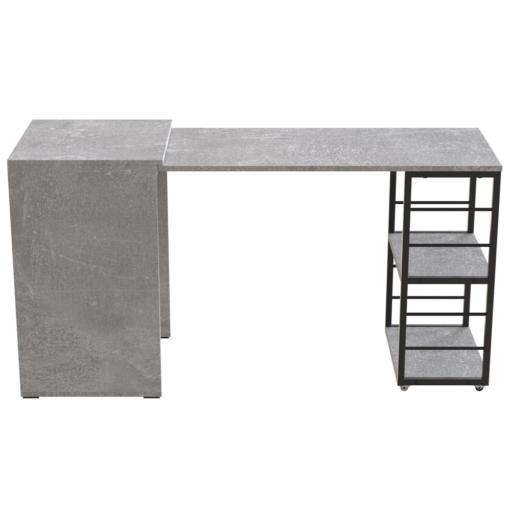 Стол-тумба трансформер Смарт 2/1 Ferrum-decor 750x1450x500 Черный металл ДСП Бетон 16 мм (FRD-105101)