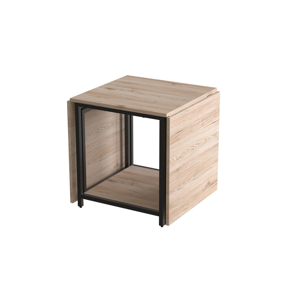 Стол журнальный трансформер Куб Комбо Ferrum-decor 540x532x500 Черный металл ДСП Дуб Сан-Марино 16 мм (FRD-105151)