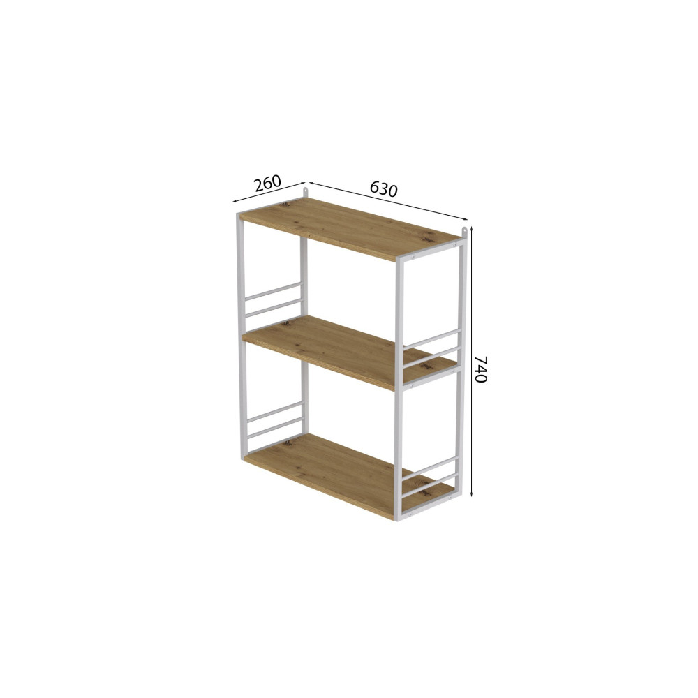 Книжкова полиця універсальна Ferrum-decor Стім 2 74x63x26 білий ДСП Дуб Артизан 16мм (FRD-104111)