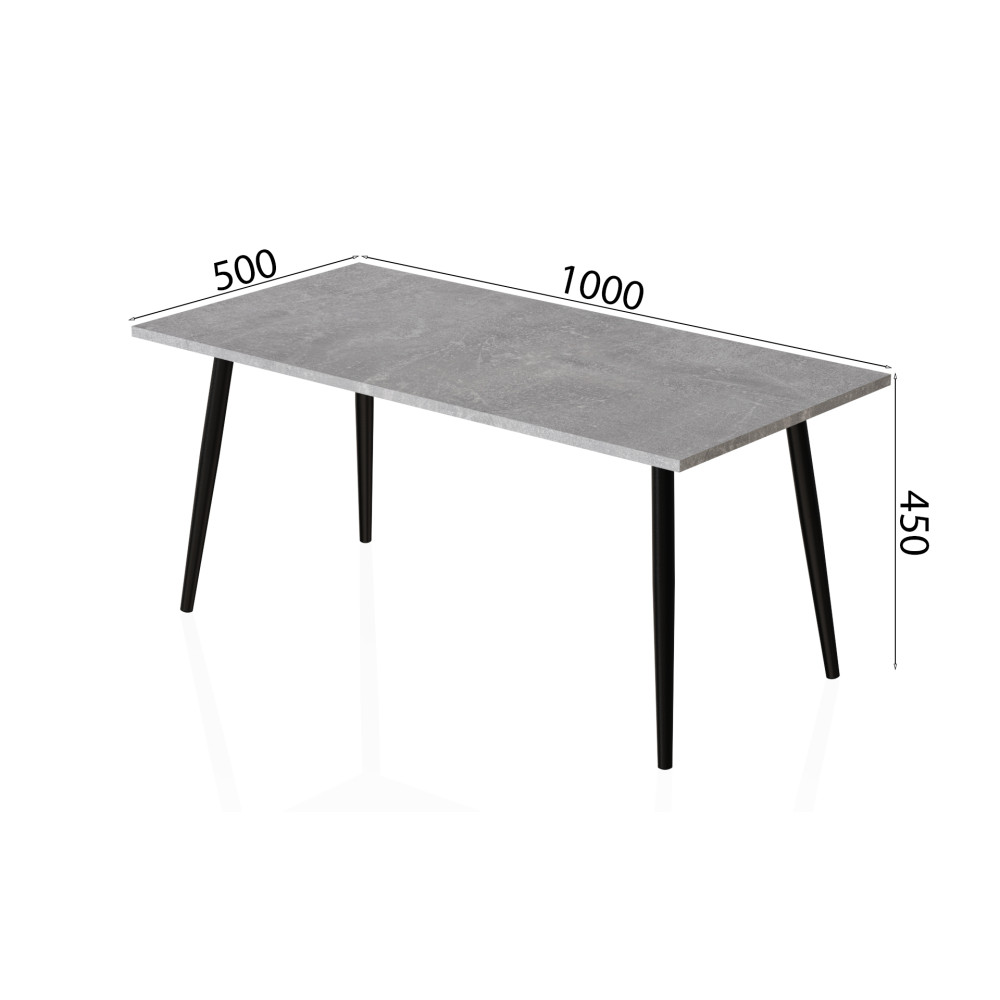 Стіл журнальний Монтана Ferrum-decor 45x100x50 Чорний метал ДСП Бетон 16 мм (FRD-106711)