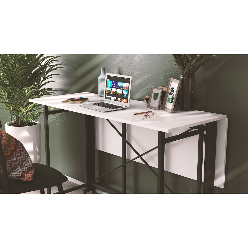 Стол-книжка трансформер Орион 3 Ferrum-decor 750x1150x880 Черный металл ДСП Белое 16 мм (FRD-105081)