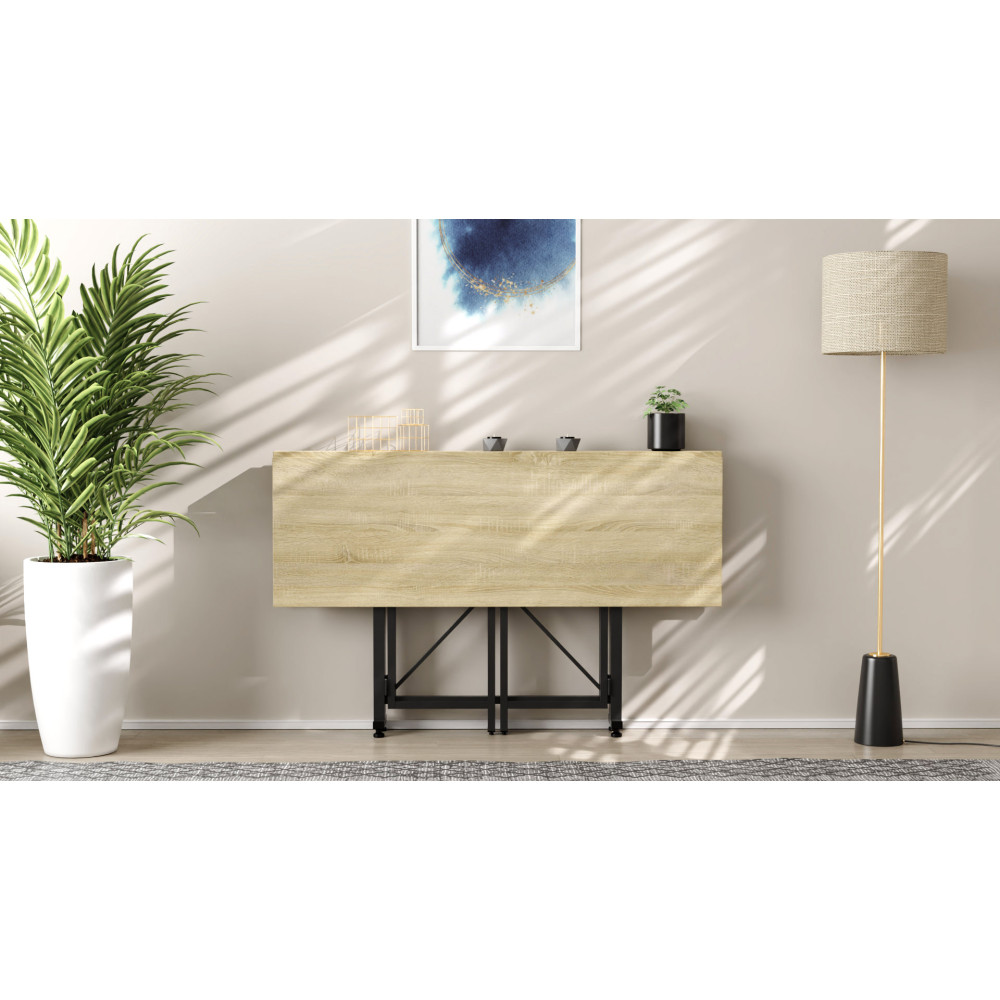 Стол-книжка трансформер Спайдер Ferrum-decor 750x1150x880 Черный металл ДСП Дуб Сонома 16 мм (FRD-105091)