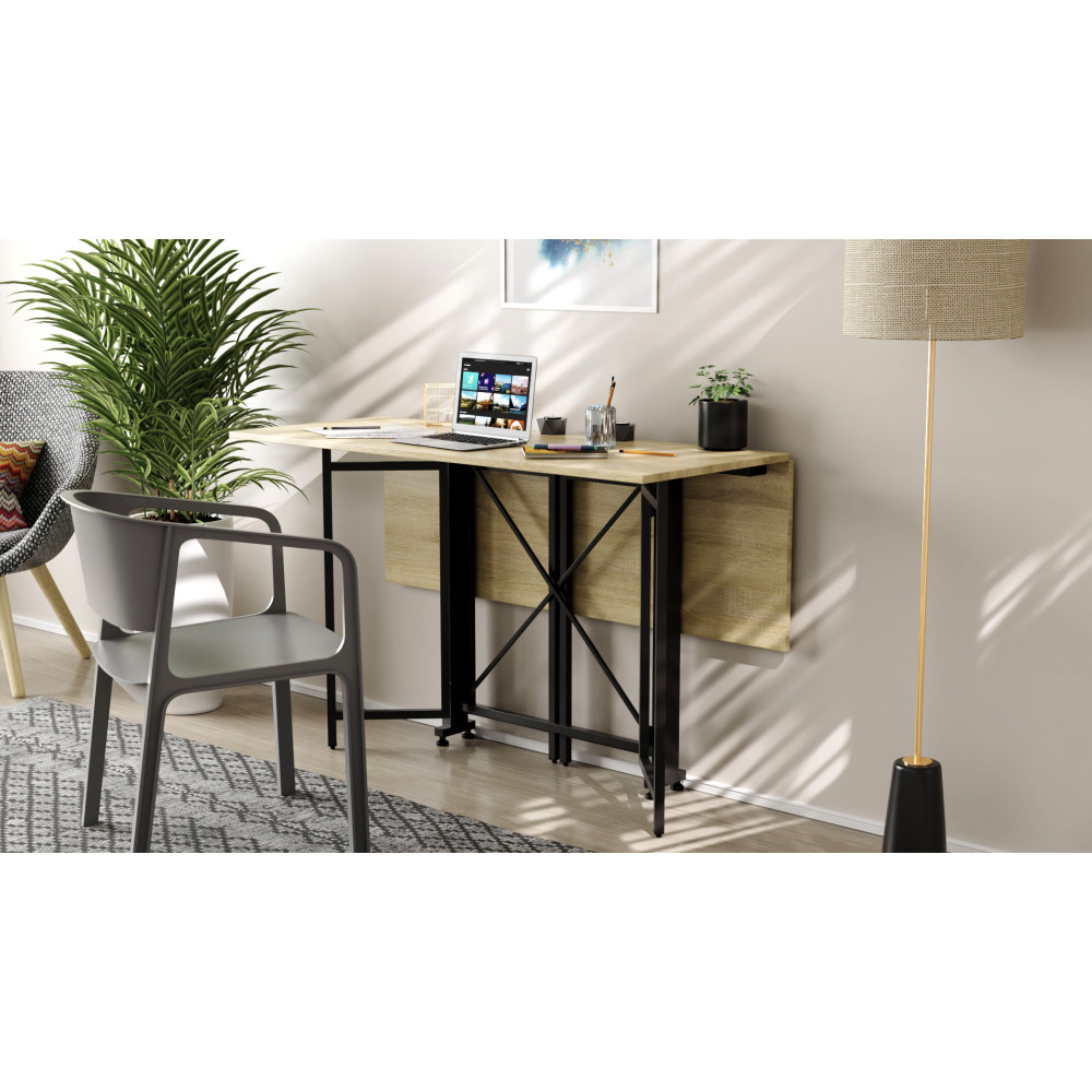 Стол-книжка трансформер Спайдер Ferrum-decor 750x1150x880 Черный металл ДСП Дуб Сонома 16 мм (FRD-105091)