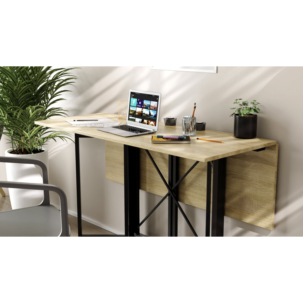 Стол-книжка трансформер Спайдер Ferrum-decor 750x1150x880 Черный металл ДСП Дуб Сонома 16 мм (FRD-105091)