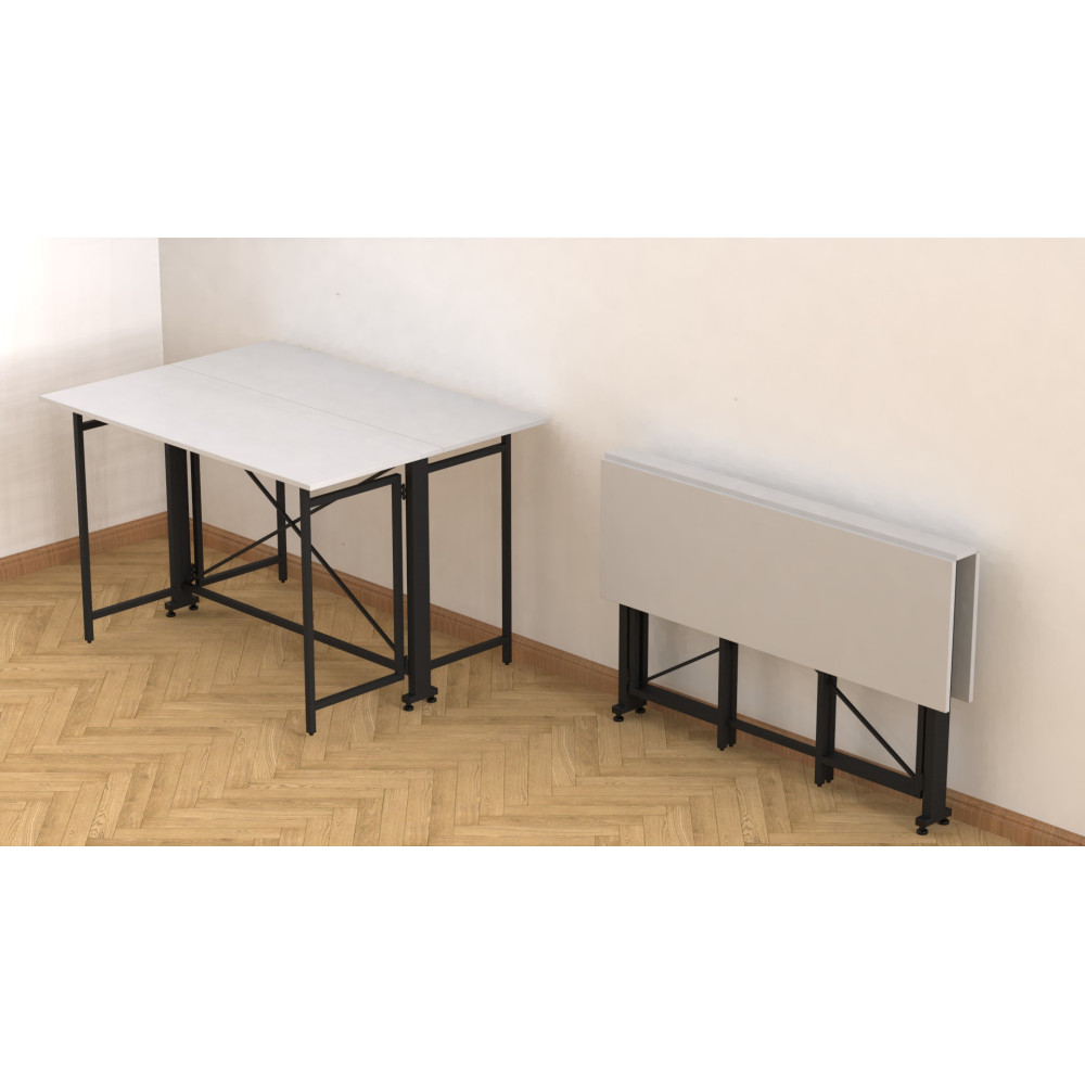 Стол-книжка трансформер Орион 3 Ferrum-decor 750x1150x880 Черный металл ДСП Белое 16 мм (FRD-105081)
