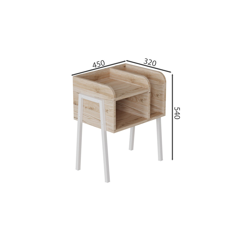 Тумба модульна Ferrum-decor Амелі 540x450x320 метал Білий ДСП Дуб Сан-Марино 16 мм (FRD-103012)