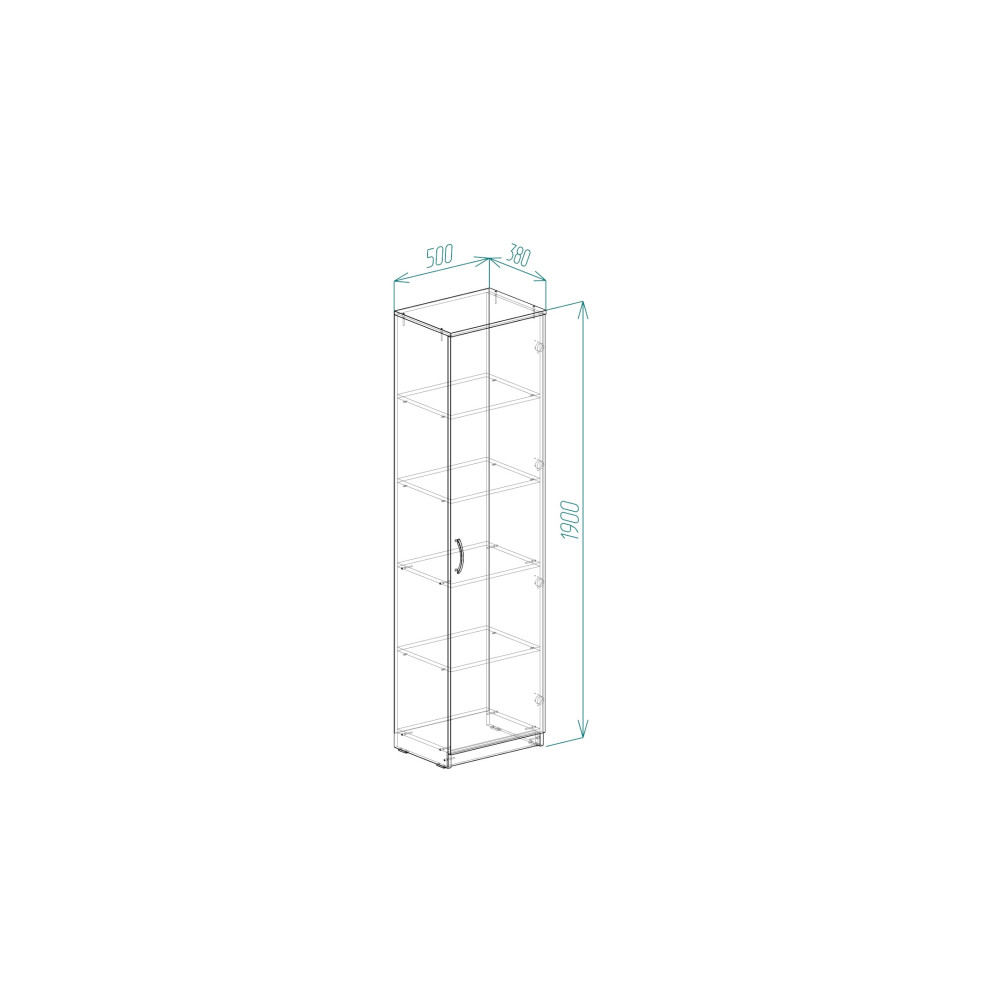 Пенал Анжело Ferrum-decor на 5 полок с дверью 1900x500x380 ДСП Белое 16 мм (FRD-104942)