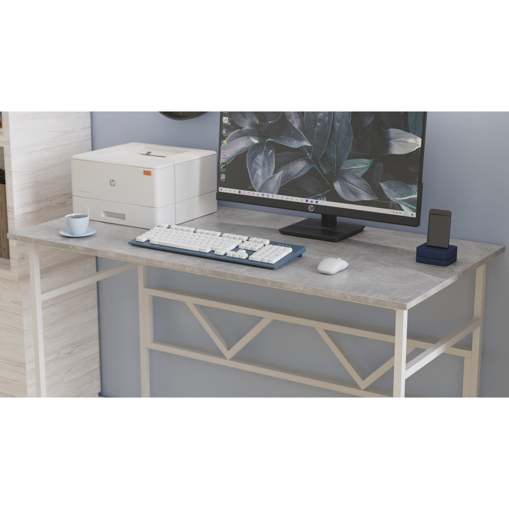 Стол письменный Раян Ferrum-decor 750x1400x700 Белый металл ДСП Бетон 16 мм (FRD-106502)