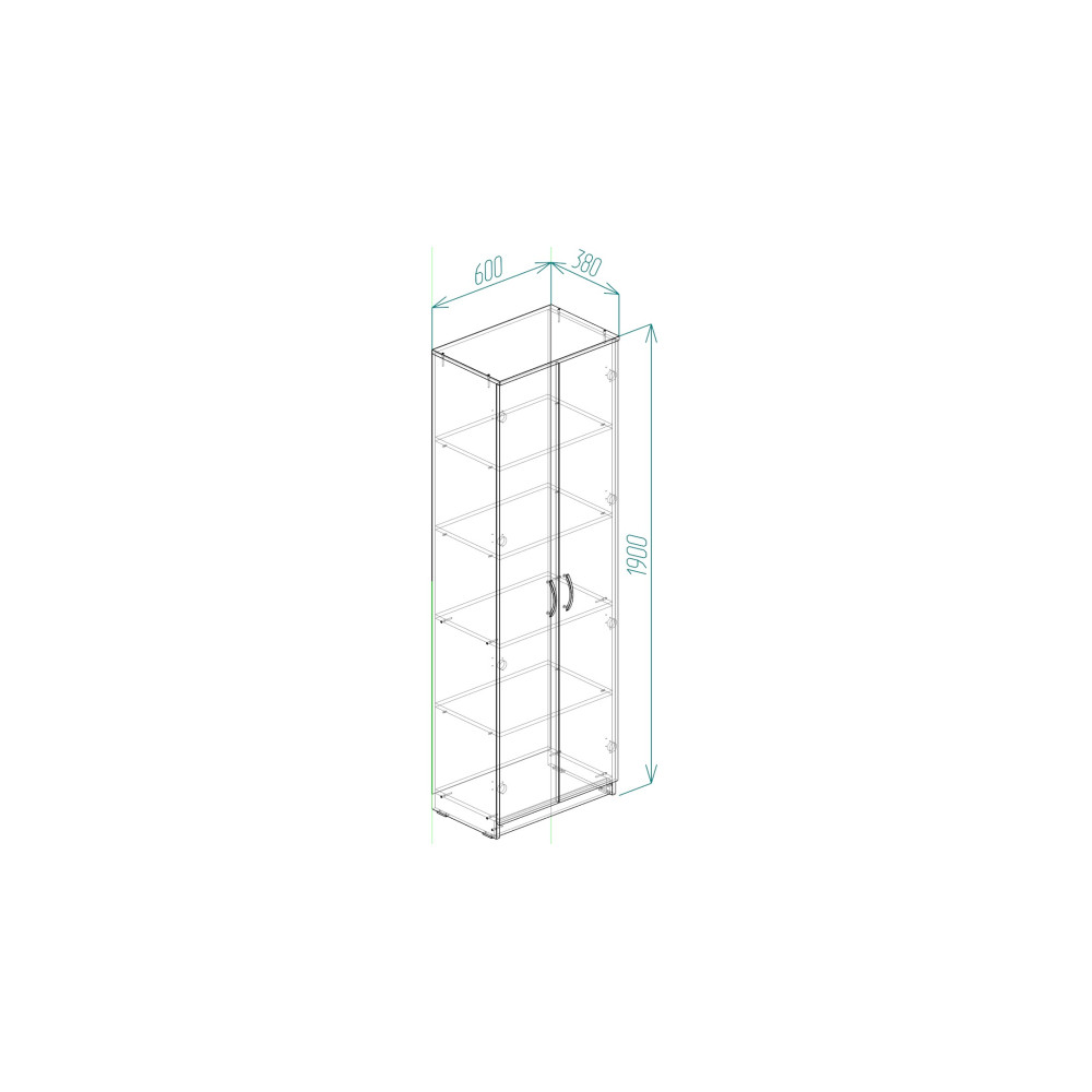Шкаф Анжело Ferrum-decor на 5 полок 2 двери 1900x600x380 ДСП Бетон 16 мм (FRD-104982)