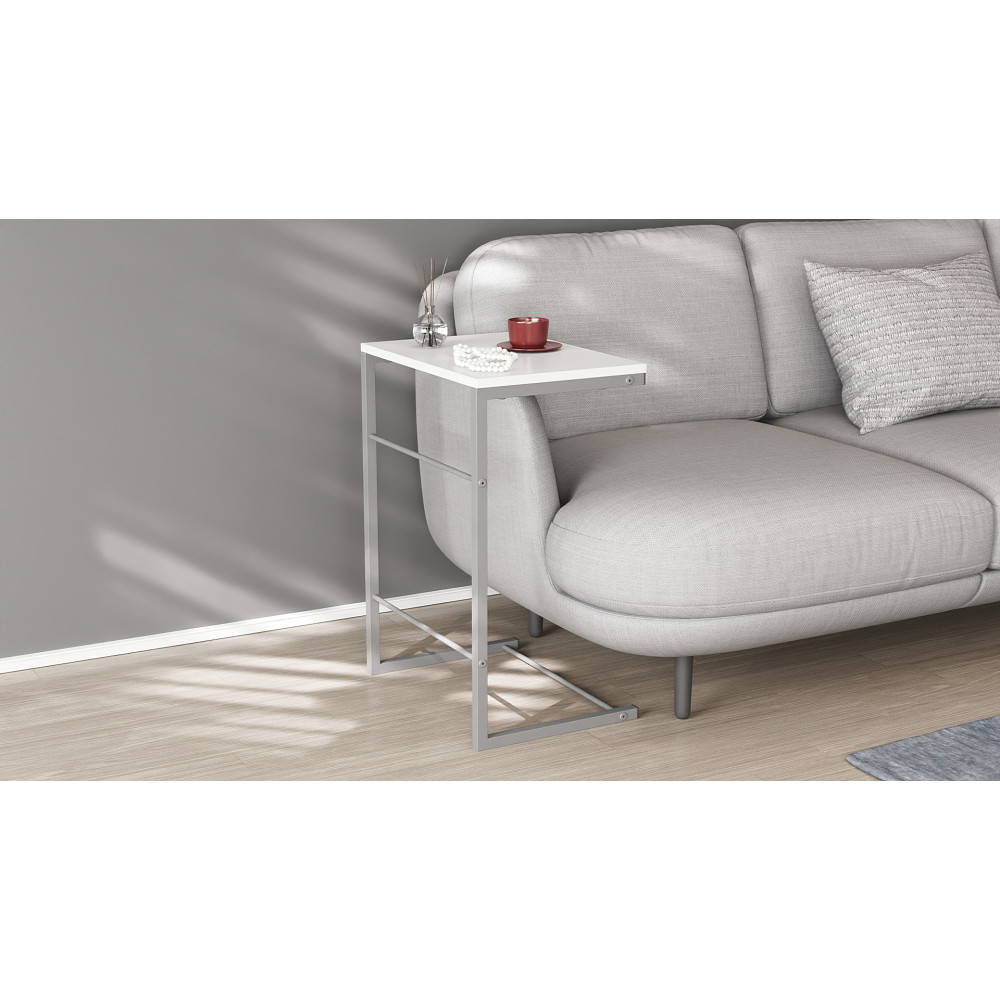 Столик приставной Терри Ferrum-decor 650x440x330 Серый металл ДСП Белое 16 мм (FRD-104662)
