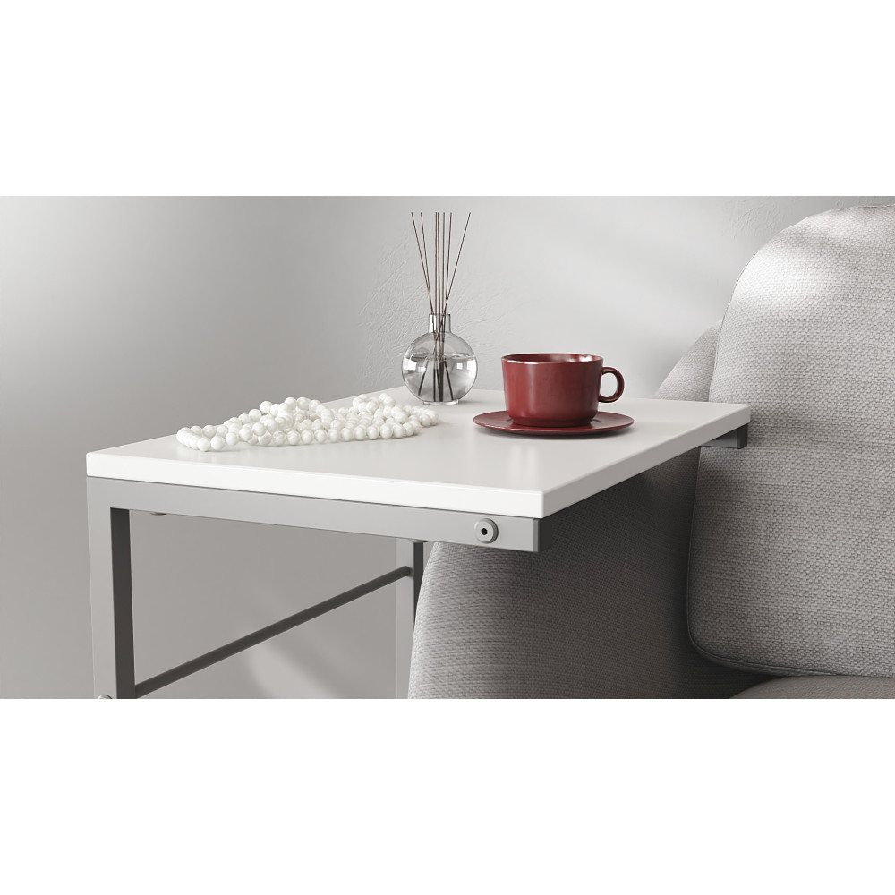 Столик приставной Терри Ferrum-decor 650x440x330 Серый металл ДСП Белое 16 мм (FRD-104662)
